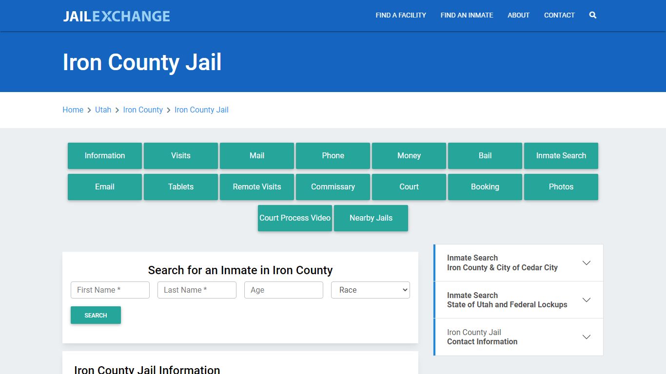 Iron County Jail Roster Lookup, UT, Inmate Search - Jail Exchange